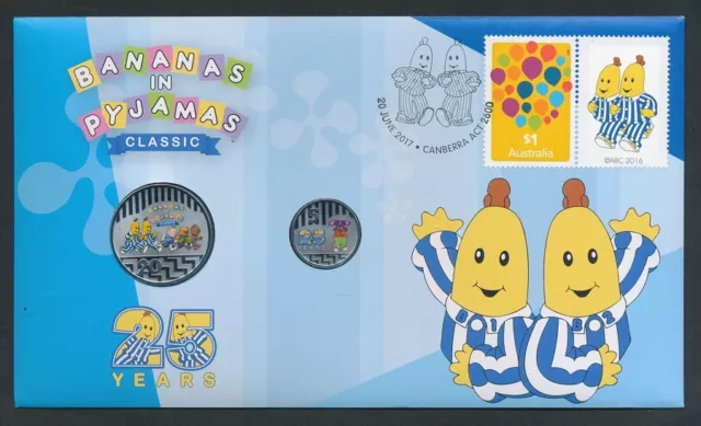 Australia 2017 Bananas in Pyjamas 5c & 20c Coloured Coins PNC, sCARCE