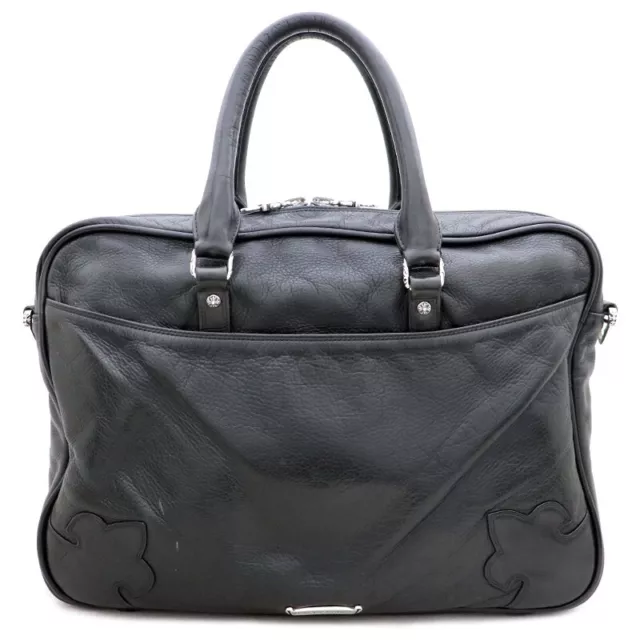 CHROME HEARTS CHROMEHEARTS Business Bag Briefcase Handbag Black Leather ...