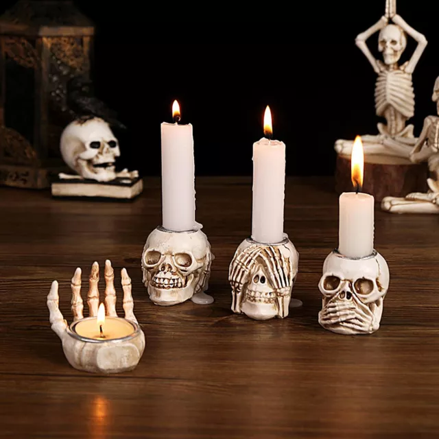 Halloween Skeleton Candlestick Resin Skull Candle Holder Tealight Holder Crafts