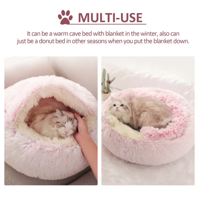 Plush Pet Cat Cave House Sleeping Bed Kennel Puppy Super Soft Warm Cuddler Nest 2