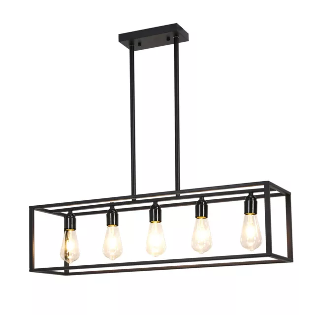 Industrial Kitchen Island Chandelier 5 Lights Metal Hanging Pendant Ceiling Lamp 2