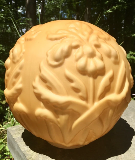 RARE GWTW Honey Amber Satin Cased Glass Globe Regal Iris Pattern