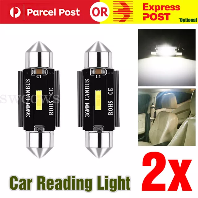 2X 36MM FESTOON Car 12V CSP LED Interior White Light Bulb Dome Globe Error Free