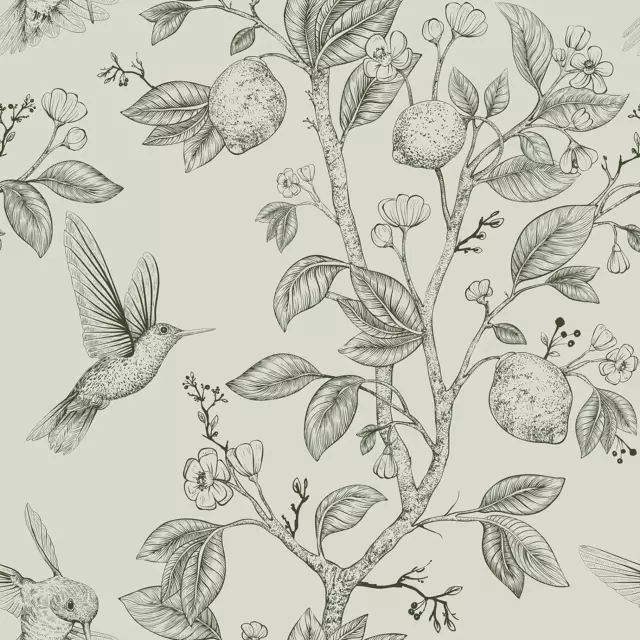 Peel and Stick Wallpaper Floral 17.7 in X 100 in Green Birds Leaf Flowers Contac
