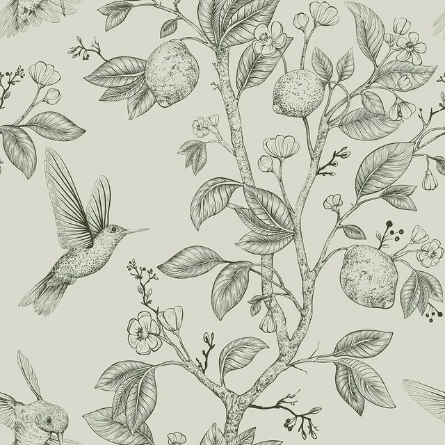 Peel and Stick Wallpaper Floral 17.7 in X 100 in Green Birds Leaf Flowers Contac