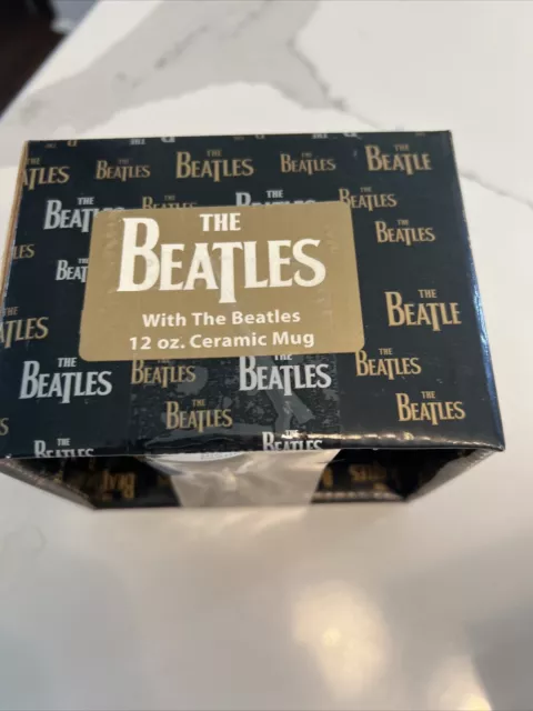 With the Beatles Collectable Coffee Mug Cup 12oz Official Black White NEW in Box 3