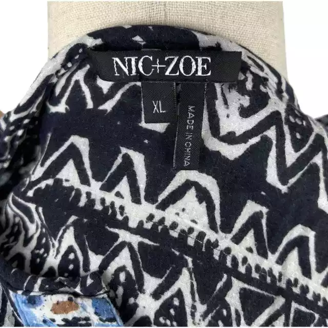 Nic and Zoe Sunny Days Tunic Dress Blue Brown Black Size XL EUC 3