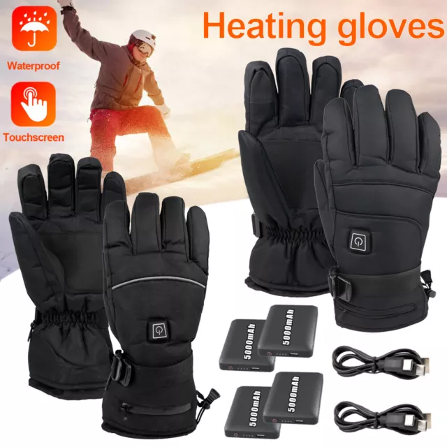Electric Heated Gloves Thermal Motorcycle Gloves Rechargeable Battery 5000mAh
