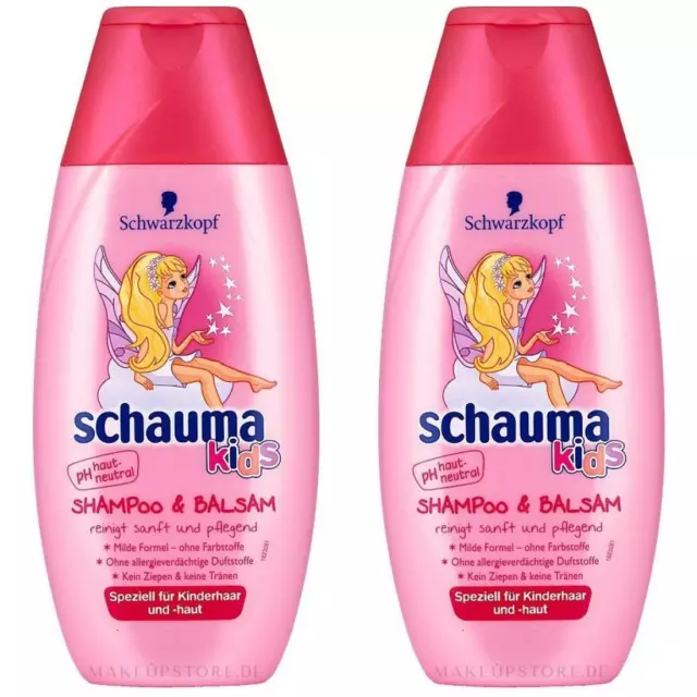 22,10EUR/1l 2 x Schauma Kids Shampoo + Balsam für Mädchen Vegane Formel 250ml