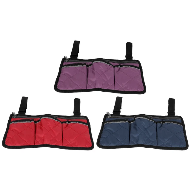 Bolso colgante lateral multifuncional para silla de ruedas bolsa de almacenamiento para silla de oficina reposabrazos AA