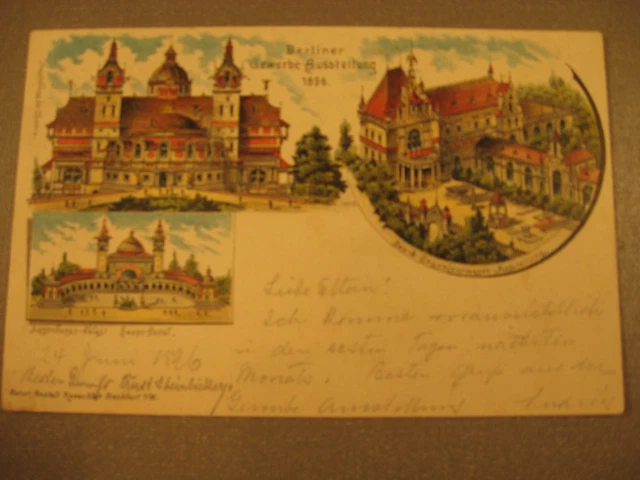 Gruß aus Berlin.Berliner Gewerbe Ausstellung von 1896 gelaufen