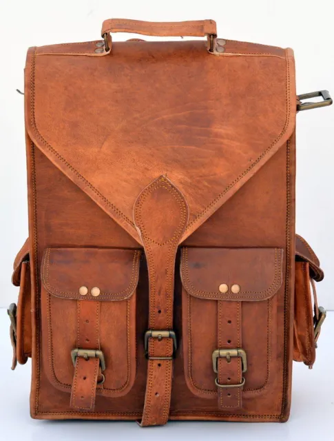 Nuevo Mochila De Cuero Retro genuino, bolso de viaje para hombres y mujeres,