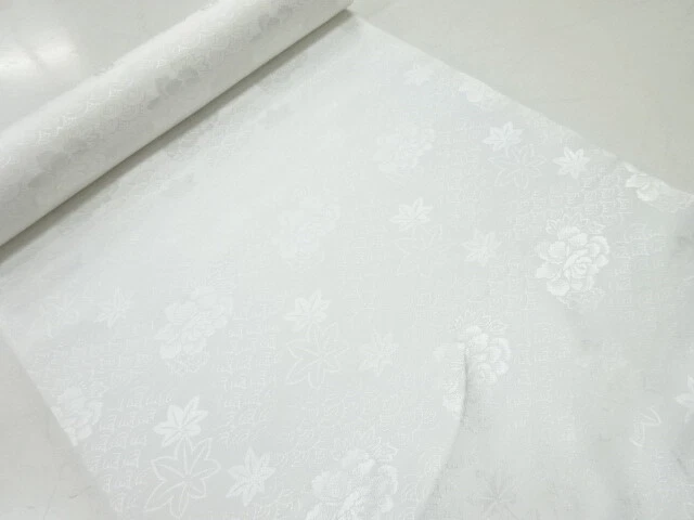 44869# Japanese Kimono / Bolt For Juban / Woven Seigaiha & Flowers