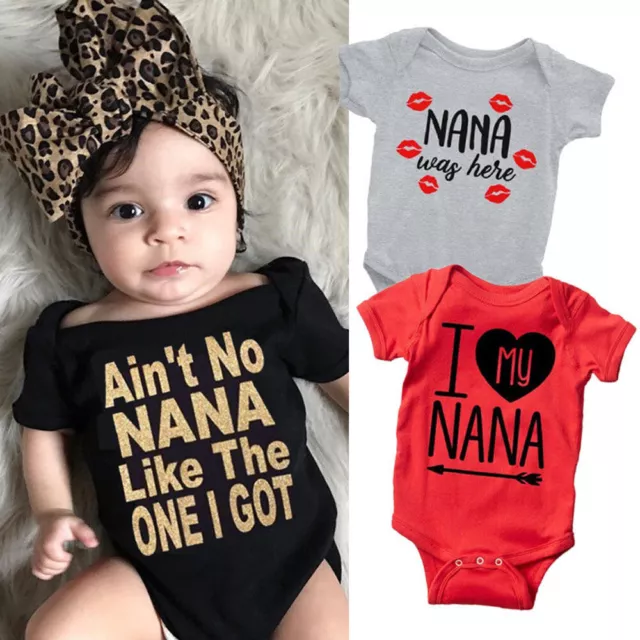 Newborn Kids Infant Baby Boy Girl I My Nana Clothes Jumpsuit Romper Outfit Set