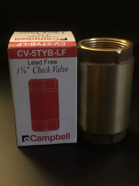 Campbell 1-1/4 in. Yellow Brass Spring Check Valve CV-5TYB-LF