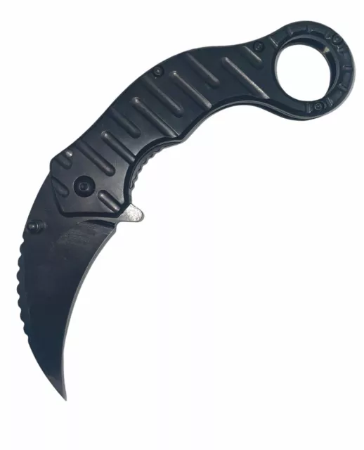 Black Karambit Spring Assisted Open Pocket Knife Tactical Folding Claw Knife EDC