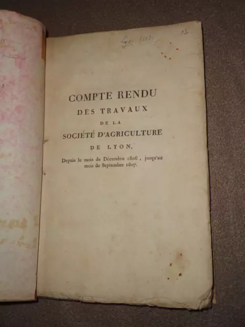 Compte rendu des travaux de la société d'agriculture de Lyon 1807 3