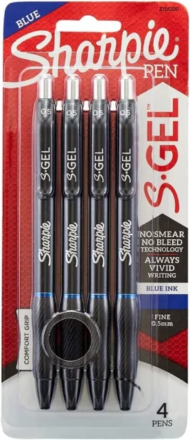 Sharpie S-Gel Retractable Gel Pen, 0.5mm Fine Point, Blue gel ink, (pack of 4)