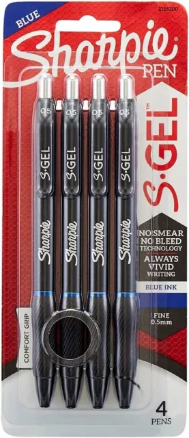 Sharpie S-Gel Retractable Gel Pen, 0.5mm Fine Point, Blue gel ink, (pack of 4) Sharpie S-Gel Retractable Gel Pen, 0.5mm Fine Point, Blue gel ink, (pack of 4)