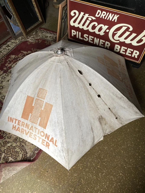 Vintage Case Tractor Umbrella Sun Shade Old Advertising Farm Machine Rare JD Jon