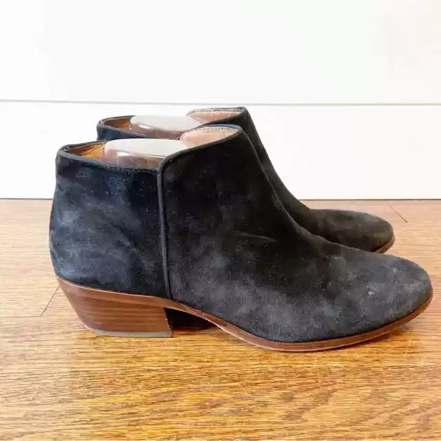 Sam Edelman | Petty Black Suede Leather Ankle Boots Side Zip Booties Size 8.5