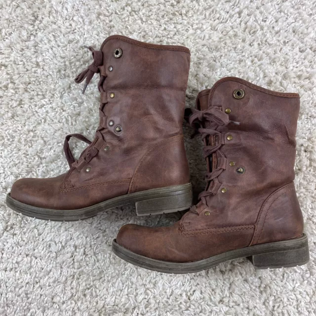 target womens size 8 combat boots brown lace up faux fur lining