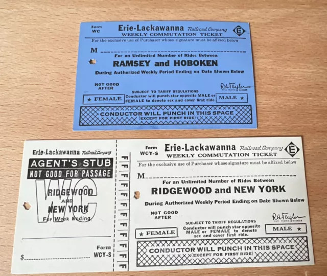 VTG 1960s Lot of 2 Erie-Lackawanna Railroad Commutation Ticket Samples NY / NJ