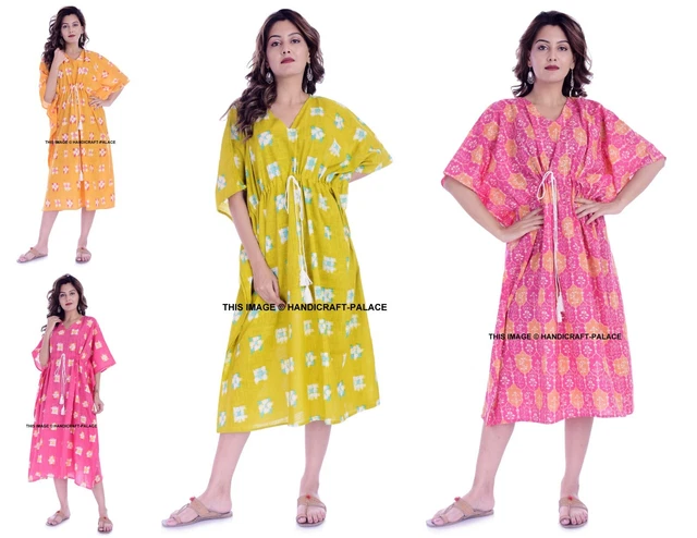 Lot 10 Pc Indian Kaftan Plus Size Women Dress Caftan Boho Hippy Beach Free Ship