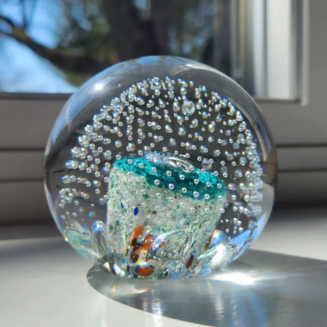 Studio Art Glass Paperweight Confetti Cupcake Core Controlled Bubbles Gift Decor