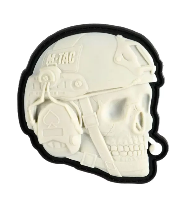 Patch 3D PVC tactique moral motard militaire airsoft "Operator skull" blanc