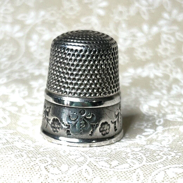 Sterling Silver Thimble Draped Flowers / Folk Art Angels - Size 9 - Simons Bros.