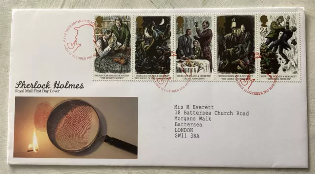 GB QEII 1993 Sherlock Holmes RM FDC Philatelic Bureau Sherlock Silhouette SHS