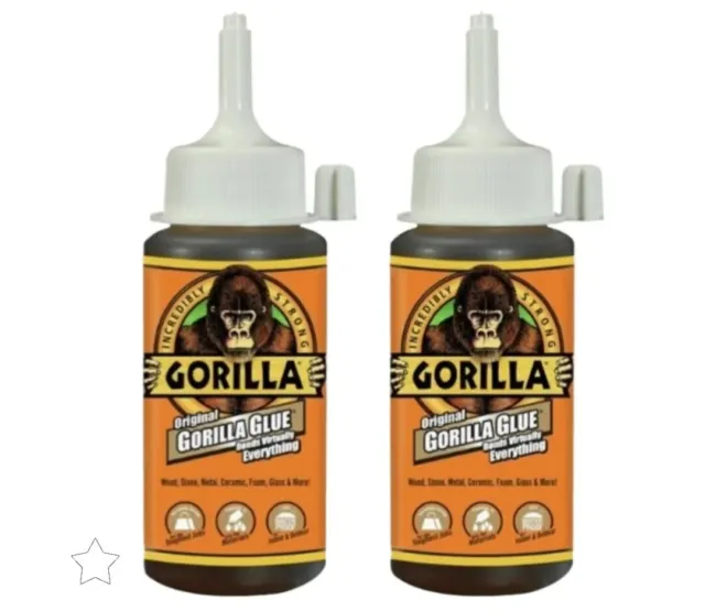 Gorilla Glue Original Waterproof 4 Ounce Bottle Brown 2 Pack