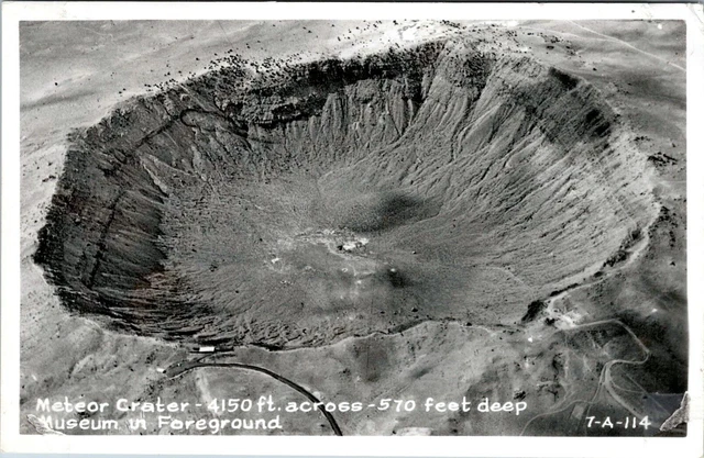 RPPC Aerial, Meteor Crater, Arizona - Real Photo Postcard