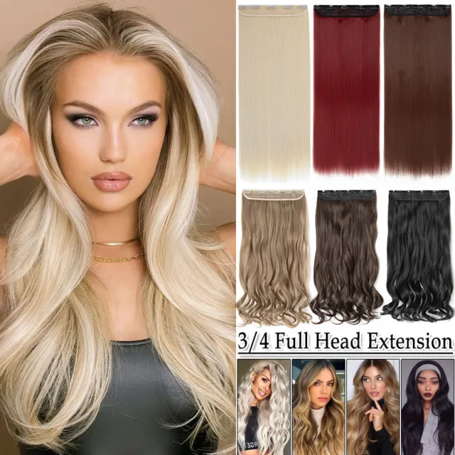 AU One Piece Clip In THICK Real Natural As Human Hair Extensions 3/4 Full Head