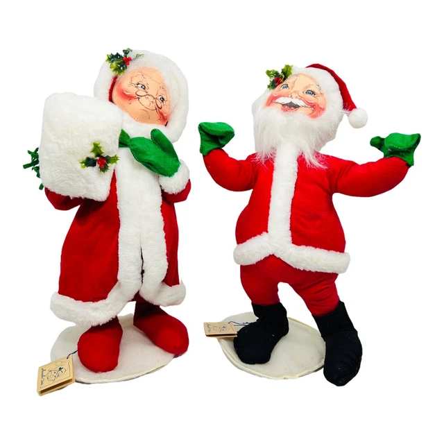 ANNALEE MR & Mrs Santa Claus Christmas Dolls Velour With Tags $132.53 ...