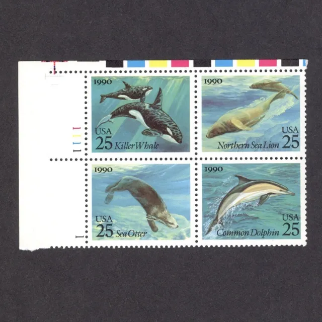 US Scott 2511a - 25 cent - Creatures of the Sea - Plate # Block - MNH