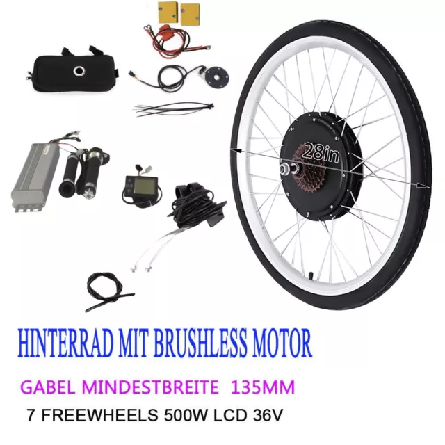 Kit de conversion de vélo électrique 28 " 500W E-bike Kit moteur avec écran LCD
