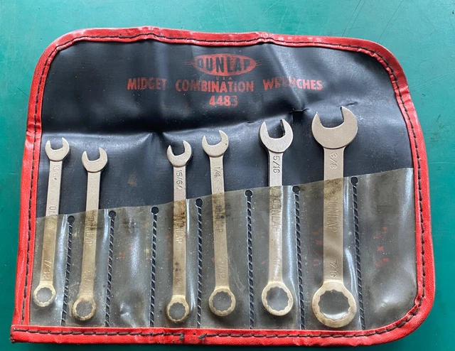 Vintage Sears Partial 6pc. DUNLAP #4493 Midget Combination Wrench Set & Pouch