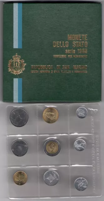 1986 Repubblica di San Marino, Monete Divisionali,FDC senza 500 lire in argento