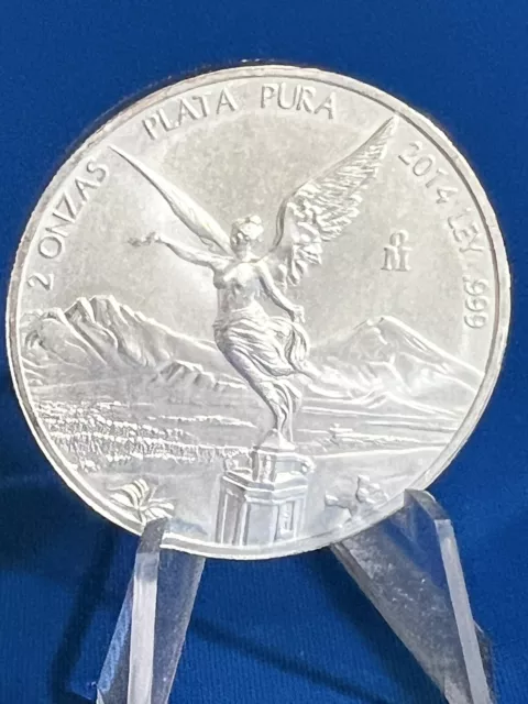 2014 2 oz Silver Mexican Libertad Key Date Low Mintage only 9,000 on capsule