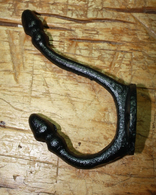 6 Cast Iron BLACK ACORN Style Coat Hooks Hat Hook Rack Hall Tree SCHOOL