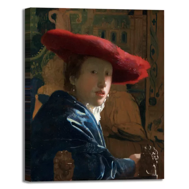 Vermeer ragazza cappello rosso quadro stampa tela dipinto telaio arredo casa