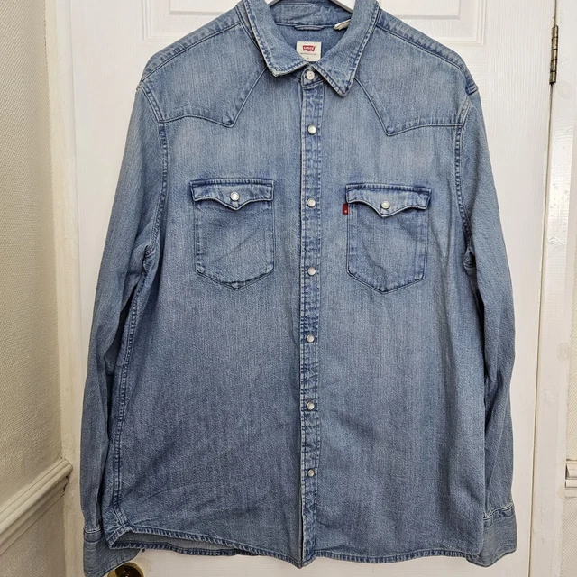 Levis denim shirt pearl hot sale snap