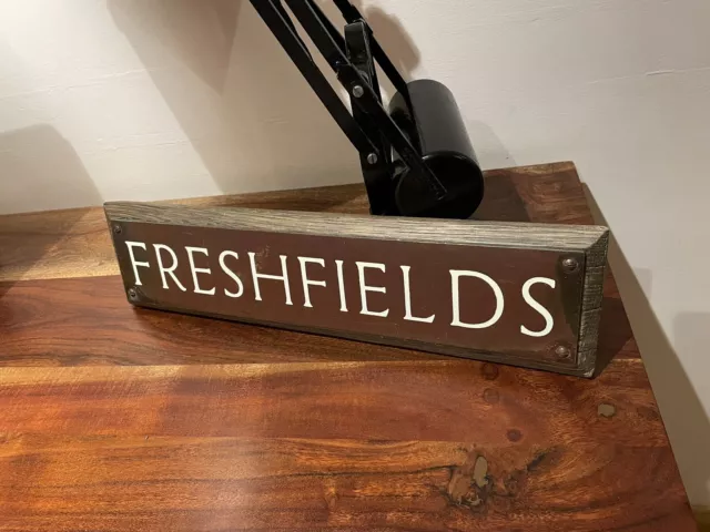 Vintage Bronze & Enamel Sign “ FRESHFIELDS”