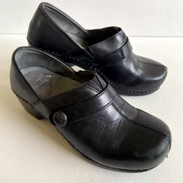 Dansko Solstice Womens Clogs Size 36  Black Leather Slip On Comfort Nurse Shoes