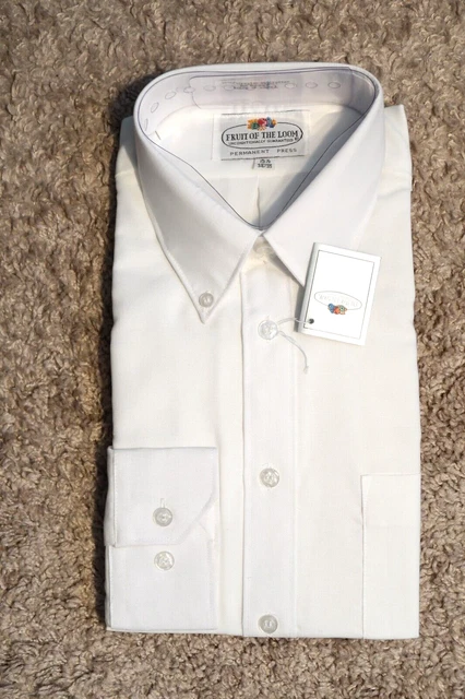 New Men’s Dress Shirt, Fruit of the Loom 15 1/2 - 34/35 - White Long Sleeve