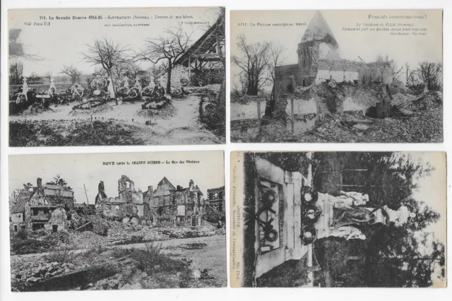 Guerre 14-18 Dans La Somme Lot De 4 Cpa Vue Ruines Voir Description Photos R/V