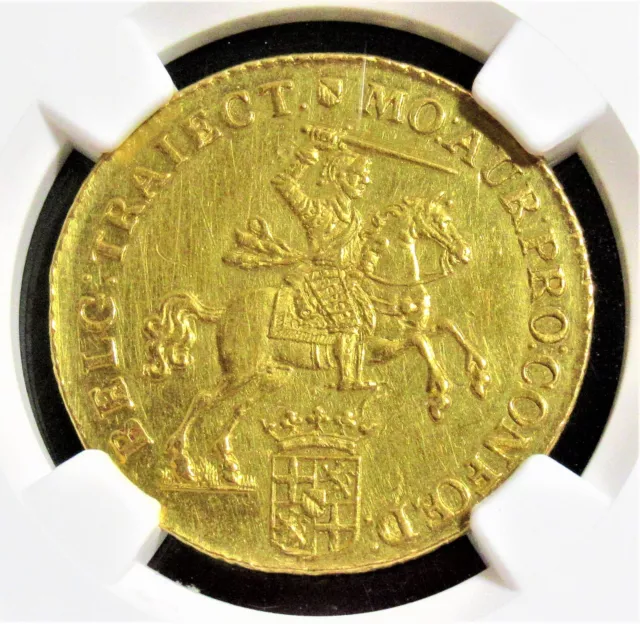 Netherlands: Utrecht. Provincial gold 14 Gulden 1751 UNC Details (Cleaned) NGC.