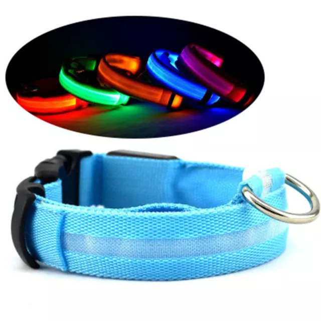 Nylon USB Recarga Luz LED Mascota Collares de Perros Seguridad Nocturna Encender